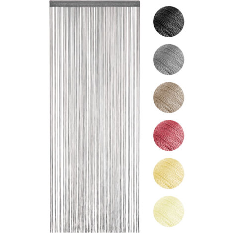 Tenda A Fili Stringhe Anti Mosche Insetti Divisorio Con Asola Passante Per inserimento Di Bastoni Zanzariera Adattabile Con Forbici Zanzariera Finestre Porta Finestra Elegante Tinta Unita Grigio - 10
