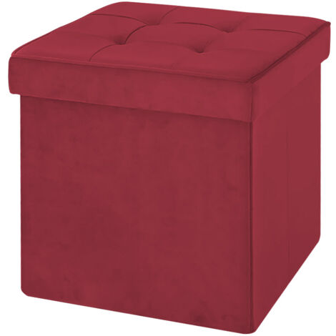 Pouf Contenitore In Velluto Quadrato Moderno Panca Cassapanca Soggiorno Panchina Per Ingresso Scarpiera Sgabello Panca Moderna Bordeaux