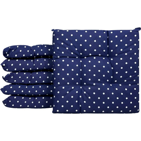 Set 4/6 Cuscini Geometrico Sedia con Lacci Prodotto Italiano 40 x 40 Pois Blu - 6 Pezzi