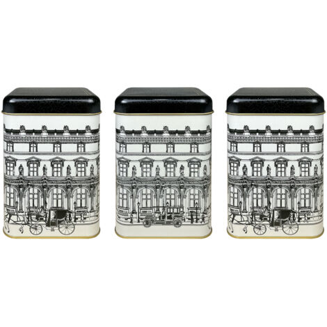 Contenitori Cucina Set 4/3 Pezzi 1 Portapane Contenitore Con Coperchio 3 Barattoli Tè,Caffè,Zucchero,Spezie,Box Organizer Pasta,Barattolo Biscotti Storage City - 3 Pezzi