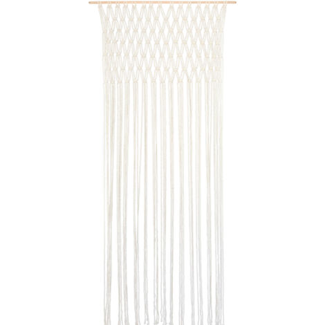 Tenda Antimosche per Porta Finestra a Pannello Con Telaio In Legno,Colore Bianco, Moschiera con corde Intrecciate per Esterno Interno Fili a Caduta