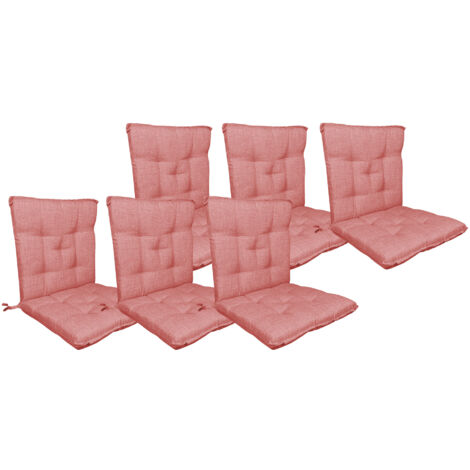 Set Cuscini Sedia Con Schienale Imbottiti Con Laccetti Banda Elastica 40 x 80 Cm Corallo - 6 Pezzi