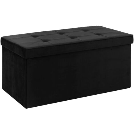 Pouf Contenitore In Velluto Rettangolare Moderno Panca Fondo Letto Cassapanca Soggiorno Panchina Per Ingresso Scarpiera Sgabello Panca Moderna Nero