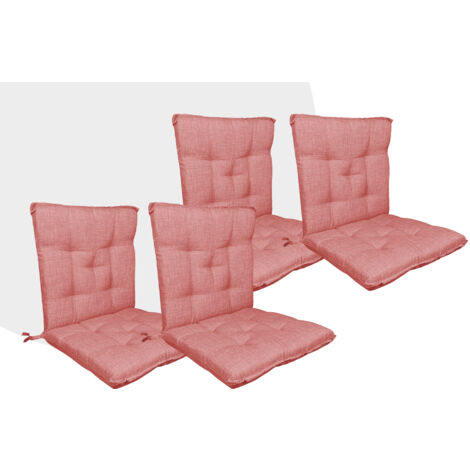 Set Cuscini Sedia Con Schienale Imbottiti Con Laccetti Banda Elastica 40 x 80 Cm Corallo - 4 Pezzi