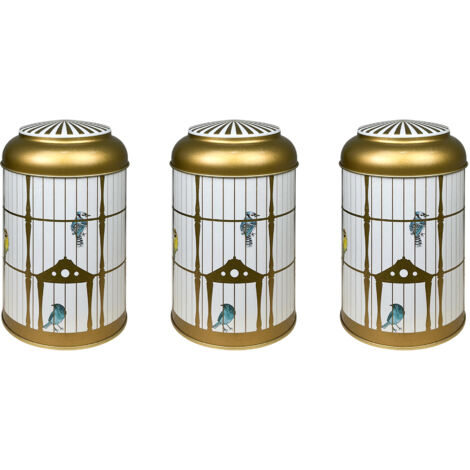 Contenitori Cucina Set 4/3 Pezzi 1 Portapane Contenitore Con Coperchio 3 Barattoli Tè,Caffè,Zucchero,Spezie,Box Organizer Pasta,Barattolo Biscotti Storage Bird Cage - 3 Pezzi