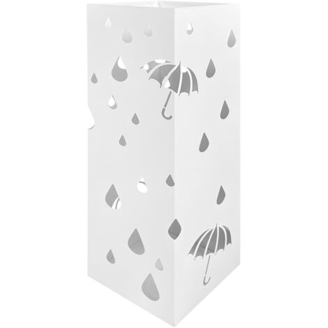 Portaombrelli Interno Esterno  Elegante in Metallo Con Ganci Per Ombrellini Design Moderno Modello 2 Bianco