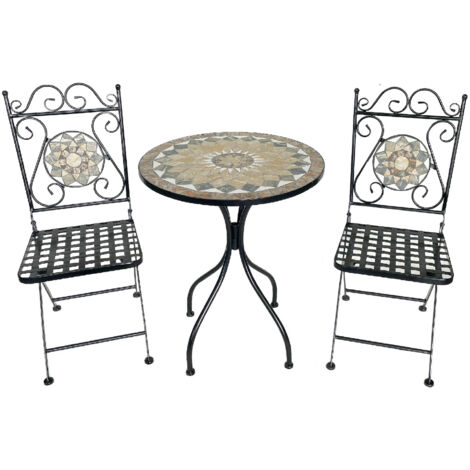 Set Bistrot Tavolino Con 2 Sedie Con Mosaico In Ceramica Per Esterno Terrazzo Giardino Pieghevoli Patio Casa,Bar,Ristoranti,Mobili Giardino