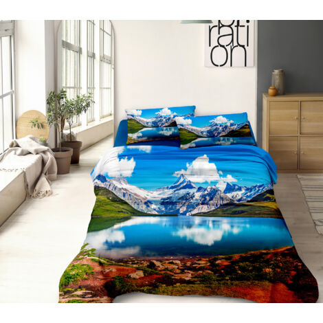 Completo Letto Lenzuola 100% Cotone Set Lenzuolo Moderno Sotto Sopra Federe Due Stampe In Altissima Definizione  Dis63bernese - Matrimoniale