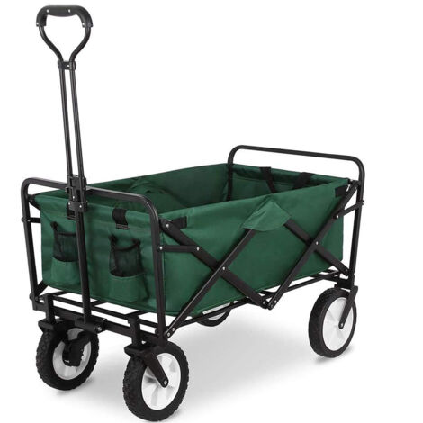Carrello In Acciaio Pieghevole Con Freni Giardino XXL 150Lt Carrellino PortaSpesa Spiaggia Mare Campeggio Manico Regolabile Carretto Shopping Ruote Adatte A Qualsiasi Terreno Richiudibile Salvaspazio