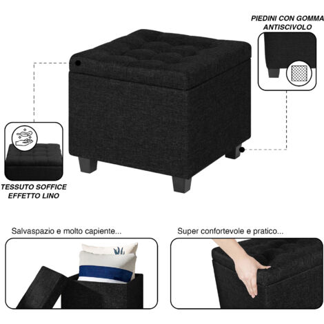 Pouf Cubo Imbottito Con Contenitore - Blu, 45x45x41cm, Portata 150kg - Foto 11