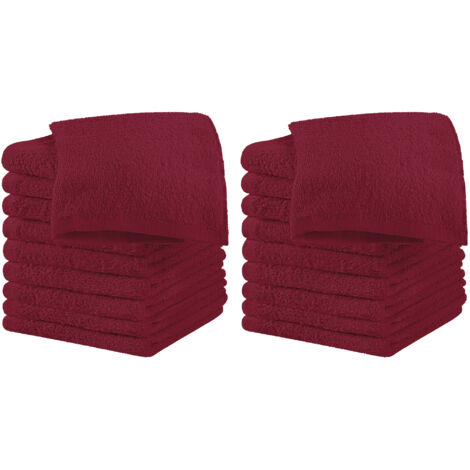 Set 18 Pezzi Lavette Asciugamani Viso Mani 100% Cotone 490 Gsm 30x30 Cm Bagno Bidet Vari Colori Morbide Assorbenti Asciugamano Spugna Ospite Bordeaux - 30x30 cm