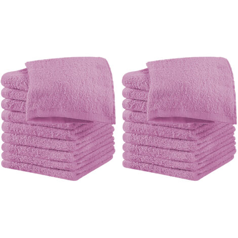 Set 18 Pezzi Lavette Asciugamani Viso Mani 100% Cotone 490 Gsm 30x30 Cm Bagno Bidet Vari Colori Morbide Assorbenti Asciugamano Spugna Ospite Lilla - 30x30 cm
