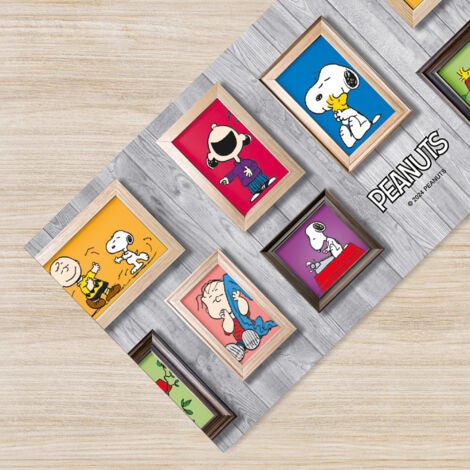 Tappeto Cucina Peanuts Snoopy Originale Antimacchia e Antiscivolo Made in Italy  Passatoia Multiuso Corridoio Soggiorno Lavabile in Lavatrice Peanuts Family Frame - 50x300cm