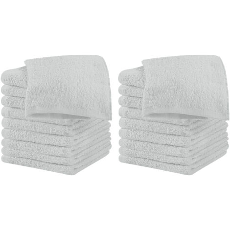 Set 18 Pezzi Lavette Asciugamani Viso Mani 100% Cotone 490 Gsm 30x30 Cm Bagno Bidet Vari Colori Morbide Assorbenti Asciugamano Spugna Ospite Grigioperla - 30x30 cm