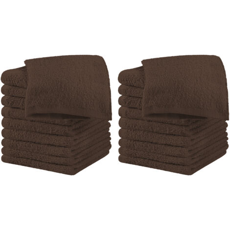 Set 18 Pezzi Lavette Asciugamani Viso Mani 100% Cotone 490 Gsm 30x30 Cm Bagno Bidet Vari Colori Morbide Assorbenti Asciugamano Spugna Ospite Cioccolato - 30x30 cm