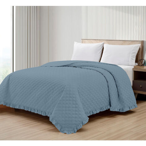 Copriletto Trapuntato Con Frill Matrimoniale Trapuntino Tinta Unita Due Piazze Con Balze Coperta Leggera Primavera Estate Trapunta Coperta Leggera Con Balza Applicata Carta Zucchero - Matrimoniale
