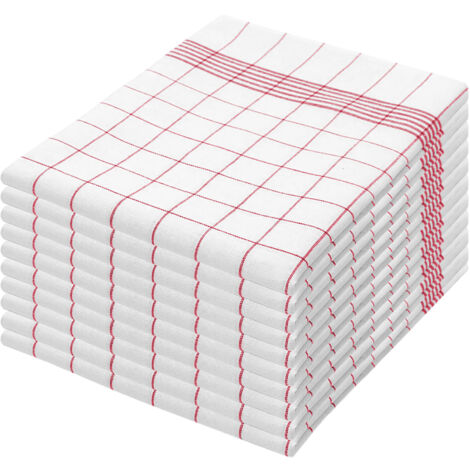 Set Strofinacci Cucina A Righe Quadretti Confezione Da 10 Pezzi In Cotone Multicolore 45 x 70 Cm Canovacci Asciugamani Assorbenti Riutilizzabili Lavabili In Lavatrice Lunga Durata Rigati RigaRossa - 1