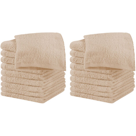 Set 18 Pezzi Lavette Asciugamani Viso Mani 100% Cotone 490 Gsm 30x30 Cm Bagno Bidet Vari Colori Morbide Assorbenti Asciugamano Spugna Ospite Caffelatte - 30x30 cm