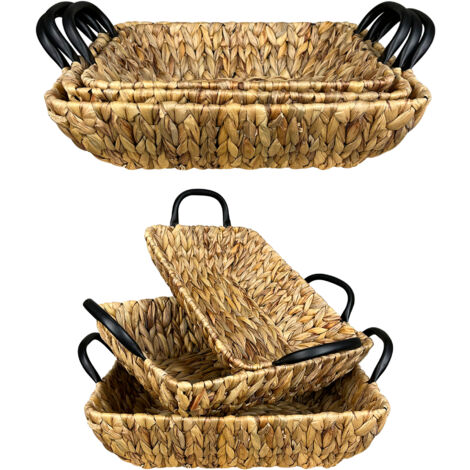 Set 3 Pezzi Cestini In Vimini Portaoggetti Cesto Intrecciato Organizer Cucina Bagno Dispensa Cestino Contenitore Centrotavola Impilabili Portapane Portafrutta Storage Basket Cyril (1/5)