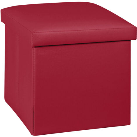 Pouf Contenitore Quadrato Portaoggetti In Ecopelle Poggiapiedi Salotto Sgabello Pouff Camera Design Con Coperchio Mod Liam Bordeaux