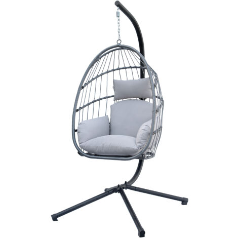 Kideo Poltrona Sospesa In Rattan Sintetico Con Struttura E Cuscino - Set Completo, Colore Corallo