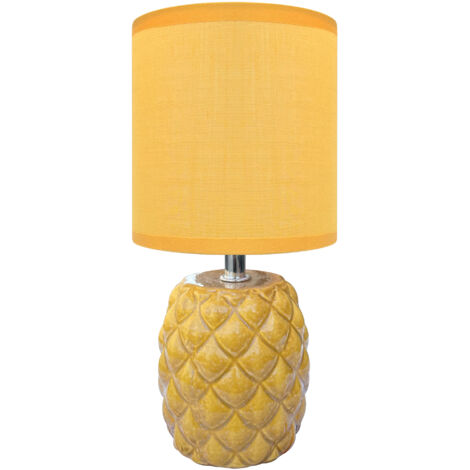 Lampada Moderna Da Comodino A Forma Di Ananas Certificata RoHS In Ceramica Con Paralume 45W Scrivania Tavolo Abat Jour Giallo