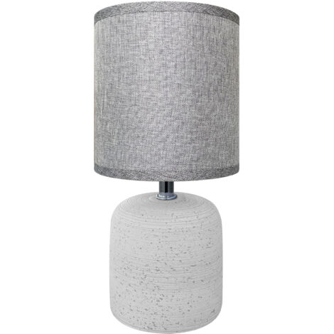 Lampada Moderna Da Comodino Con Lavorazione a Onde Finitura Opaca Certificata RoHS In Ceramica Con Paralume 45W Scrivania Tavolo Abat Jour Grigio scuro