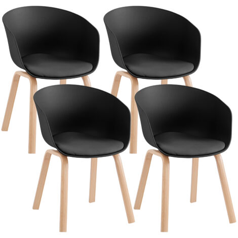 Set Di 4 Sedie Da Cucina Pontrone Sala Da Pranzo Stile Scandinavo Sedia Di Design Moderno Gambe In Metallo Effetto Legno Schienale In Polipropilene Con Cuscino Imbottito Design Moderno Nero (1/5)