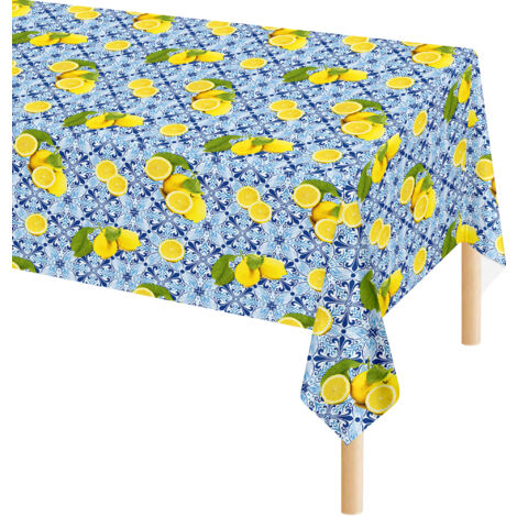 Tovaglia Antimacchia In Pvc Stampa Digitale Idrorepellente Facile Da Tagliare Copritavolo Cucina Vendita A Metro Tavolo Interno Esterno Salvatavolo Cerata 140x600Cm - Dis82-Limoncello (1/5)