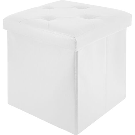 Pouf Contenitore Poggiapiedi in Ecopelle Marrone Sgabello con Scomparto Interno | Leroy Merlin