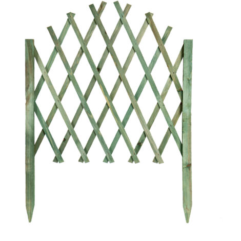 Recinzione Estensibile in Legno a Griglia 117x65 cm con Picchetti Pieghevole per Giardino e Aiuole Disponibile Verde, Naturale, Marrone Verde