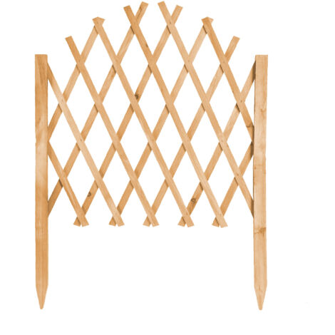 Recinzione Estensibile in Legno a Griglia 117x65 cm con Picchetti Pieghevole per Giardino e Aiuole Disponibile Verde, Naturale, Marrone Naturale
