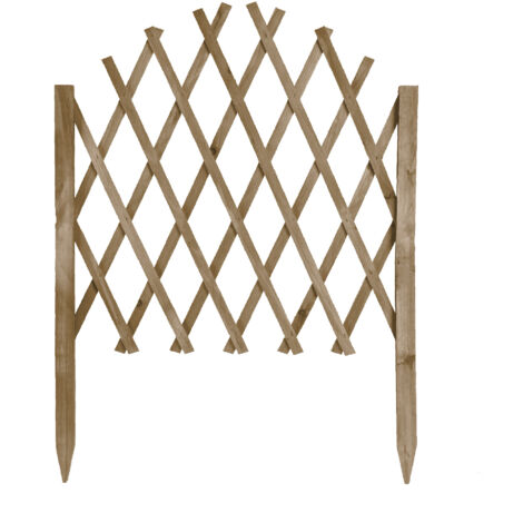 Recinzione Estensibile in Legno a Griglia 117x65 cm con Picchetti Pieghevole per Giardino e Aiuole Disponibile Verde, Naturale, Marrone Marrone
