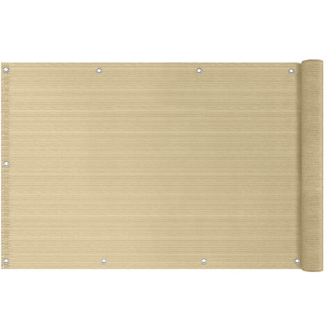 Telo Copribalcone Ombreggiante 90% con Occhielli 90x500 Cm per Privacy e Protezione Esterno Frangivista Beige