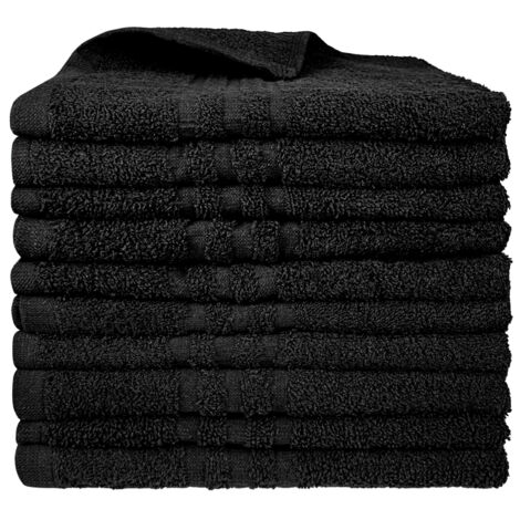 Set 10 Teli Asciugamani Professionali Parrucchiera 50 x 90 Cm Colore Nero Con Tintura Indanthrene 380Gr Salviette Parrucchiere Tinta Capelli Telo