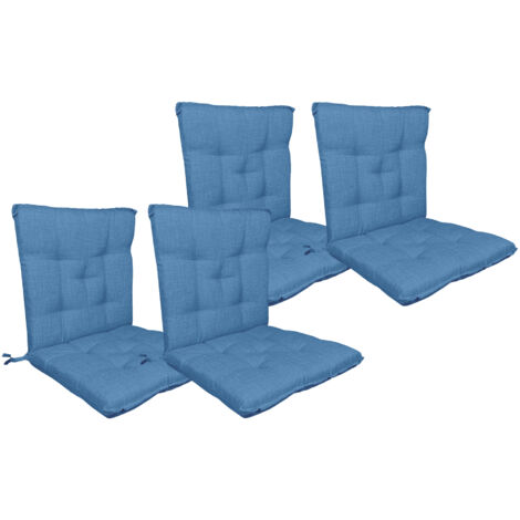 Set Cuscini Sedia Con Schienale Imbottiti Con Laccetti Banda Elastica 40 x 80 Cm Azzurro - 4 Pezzi