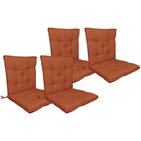 Set Cuscini Sedia Con Schienale Imbottiti Con Laccetti Banda Elastica 40 x 80 Cm Rust - 4 Pezzi