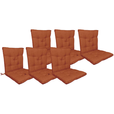 Set Cuscini Sedia Con Schienale Imbottiti Con Laccetti Banda Elastica 40 x 80 Cm Rust - 6 Pezzi