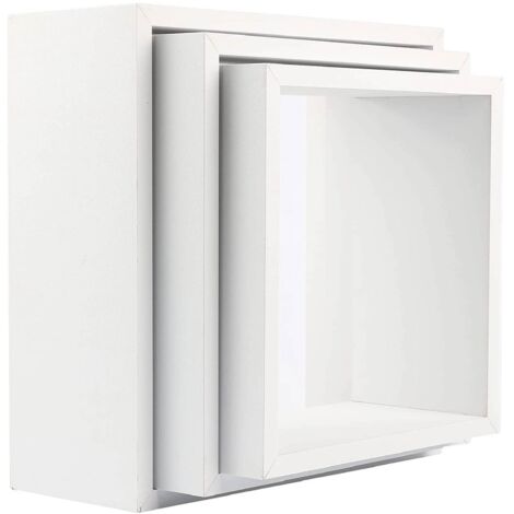 Set di 3 Mensole da Parete in Legno MDF Misure 25,5 / 27 / 30 cm Mensoline a Cubo Decorative Moderne Salvaspazio, Disponibili in 2 Colori, per Soggiorno, Camera, Cucina e Ufficio Bianco (1/4)