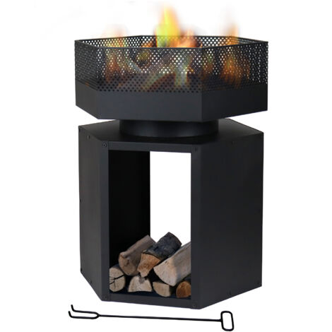 Braciere BBQ 2 in 1 da Esterno – Scalda e Cucina in Giardino con Griglia Inclusa in Acciaio e Pietra