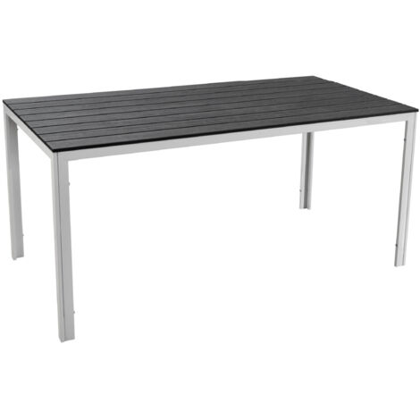 Tavolo da Esterno 6/8 Posti in Acciaio Inox e HDPE Effetto Legno – Tavolo Giardino Grande Resistente a Pioggia, UV e Ruggine, Design Moderno per Terrazzo e Patio 154x78 cm Grigioscuro