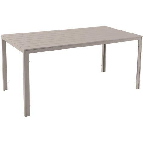 Tavolo da Esterno 6/8 Posti in Acciaio Inox e HDPE Effetto Legno – Tavolo Giardino Grande Resistente a Pioggia, UV e Ruggine, Design Moderno per Terrazzo e Patio 154x78 cm Beige