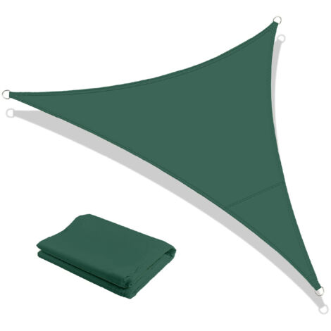 Tenda a Vela Ombreggiante Impermeabile con Anelli Rinforzati Copertura Sole per Giardino Terrazzo Balcone Patio Diverse Forme e Misure Verde - Triangolare3.6x3.6 Metri (1/5)