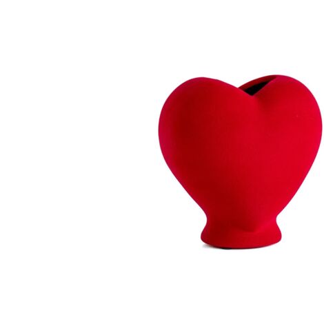 Vaso Decorativo Moderno da Interno in Ceramica – Collezione Design Elegante per Arredo Casa,Vasi Da Soggiorno, Tavolo o Salotto Soprammobile Di Design Cuoricino - Rosso effetto Velluto (1/3)