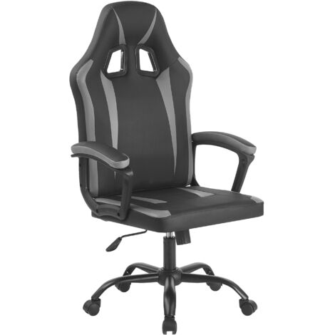 Sedia Gaming Adulto Professionale SimilPelle Reclinabile Con Braccioli Poltrona Ufficio Regolabile in Altezza Pistone Gas Gamer Portata 150 Kg Grigio (1/5)