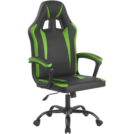 Sedia Gaming Adulto Professionale SimilPelle Reclinabile Con Braccioli Poltrona Ufficio Regolabile in Altezza Pistone Gas Gamer Portata 150 Kg Verde (1/5)