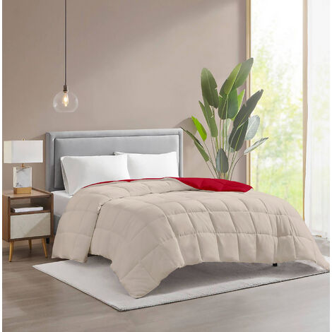 Piumino invernale caldo piumone 3 misure double face microfibra anallergico  Bordeaux/Panna - 2 Piazze