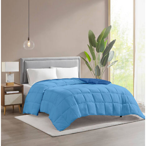 Piumino invernale caldo piumone 3 misure double face microfibra anallergico  Blu/Azzurro - 2 Piazze