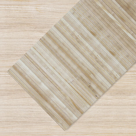 Tappeto Passatoia In Vero Bamboo Tappeto Cucina Ingresso In Legno Antiscivolo Aderente Lavabile E Antimacchia Tagliabile Naturale - 50x400 cm