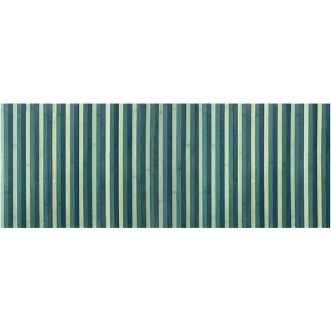 Passatoia per Cucina o Tappeto da Ingresso in Vero Bamboo Naturale 7 Misure 7 Colori 50x150 cm - Blu